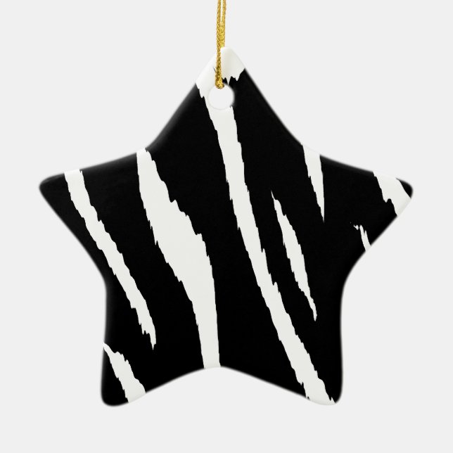 Black and White Strips Ceramic Ornament (Front)