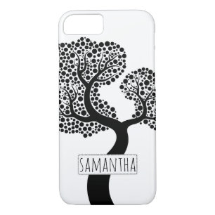Black and white stylised tree and name iPhone 8/7 case
