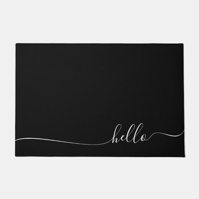 Black and White Stylish Glam Signature Doormat (Front)