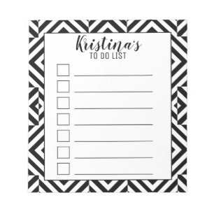 Black and White Stylish Personalised To Do List Notepad