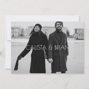 Black and white stylish photo wedding invitation