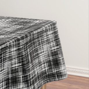 Black and White Stylish Trendy Striped Pattern Tablecloth