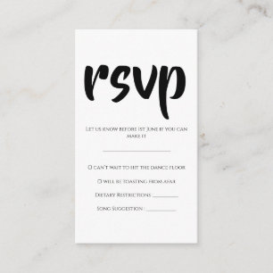 Black and white stylish wedding rsvp card