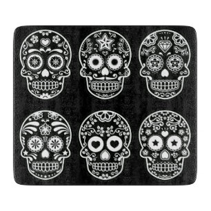 Black and White Sugar Skull Cutting Board