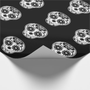Black and white sugar skull Day of the Dead Wrapping Paper