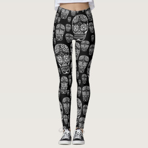 Black And White Sugar Skull Leggings