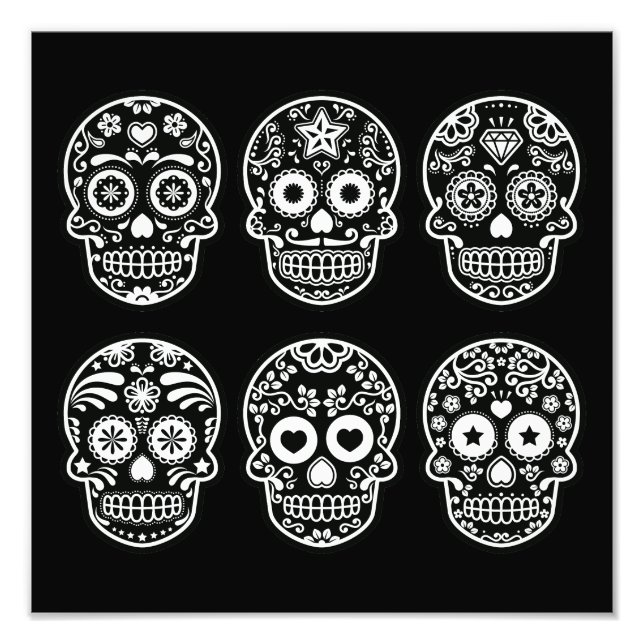 Black and White Sugar Skull Photo Print (Front)