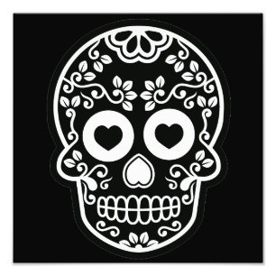 Black and White Sugar Skull Vine Photo Print