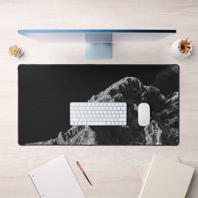 Black and white sun illuminated mountain desk mat (Office 1)
