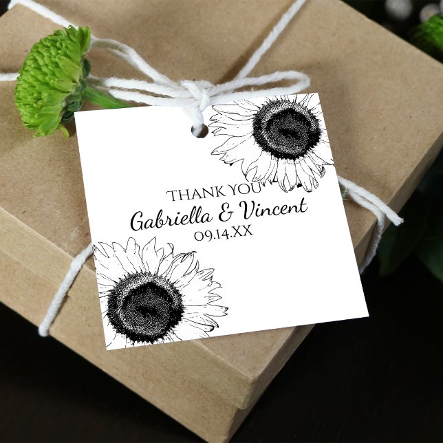 Black and White Sunflower Favour Tags (Creator Uploaded)