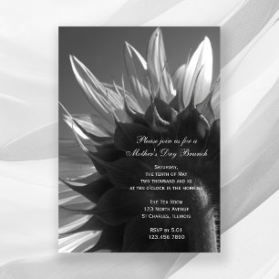 Black and White Sunflower Mother's Day Brunch Invitation