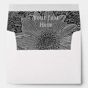 black and white sunflower original modern art envelopes
