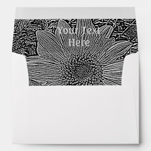 black and white sunflower original modern art envelopes (Back (Bottom))