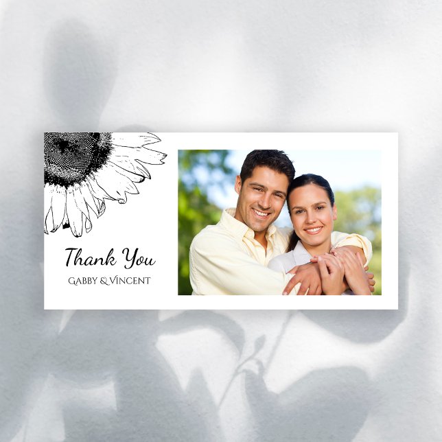 Black and White Sunflower Wedding Thank You (Creator Uploaded)