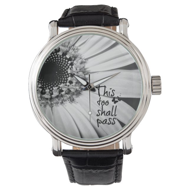 Black and White Sunflower with Quote Watch (Front)