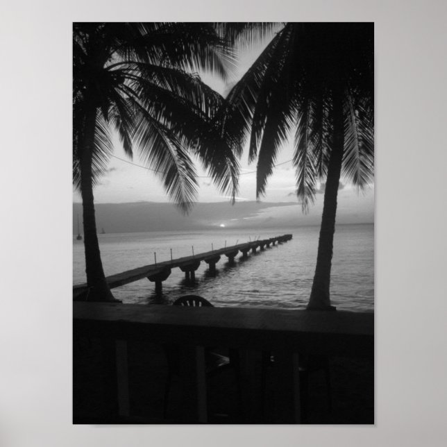 Black and White Sunset in Dominica Poster (Front)