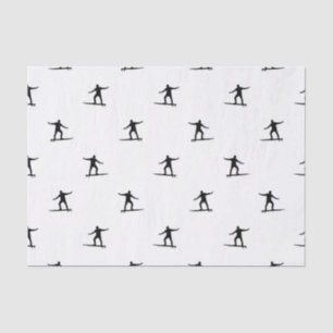Black and White Surfing Motif Graphic Print Tissue Paper