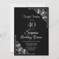 Black and White Surprise 40th Birthday Dinner