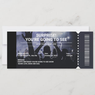 Black and White Surprise Concert Ticket Gift  Invitation