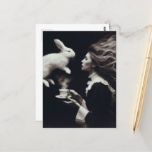 Black and White Surreal Magical Tea With the Bunny