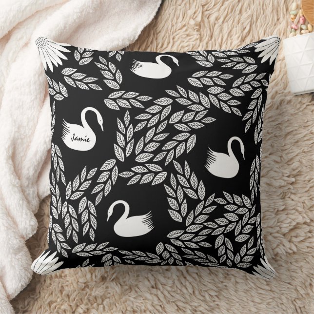 Black and White Swan Any Colour Cushion (Blanket)