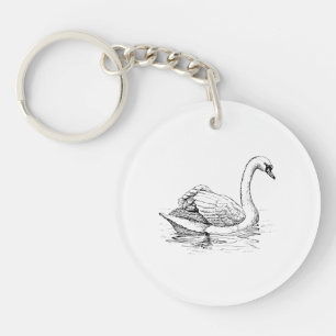 Black and White Swan Key Ring