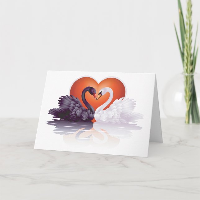 Black and White Swans in Love Heart Card (Creator Uploaded)