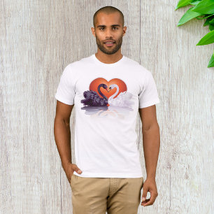 Black and White Swans in Love Heart T-Shirt