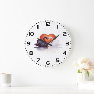 Black And White Swans Large Clock