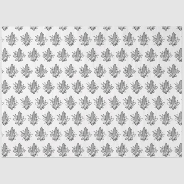 Black and white sweet corn cob icon tissue paper (Front)