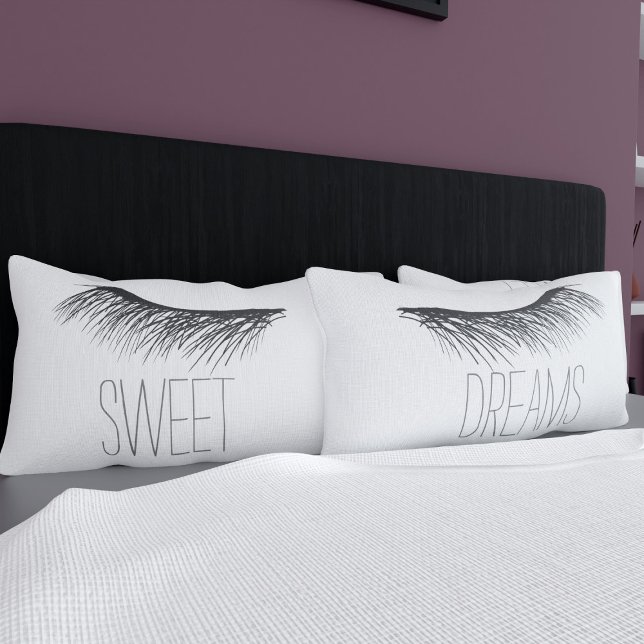 Black and White Sweet Dreams Lashes Pillow Case (Sweet Dreams! A pair of eyelash pillowcases perfect for you. )