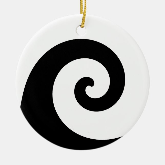 Black and White Swirl Design Ornament (Front)