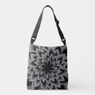 BLACK AND WHITE SWIRL FLOWERS CROSSBODY BAG
