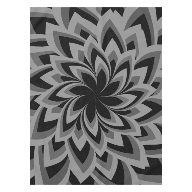 BLACK AND WHITE SWIRL FLOWERS   TABLECLOTH (Front)