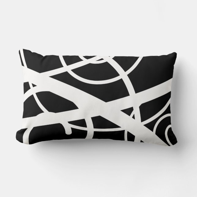 Black and white Swirl Lumbar Cushion (Front)