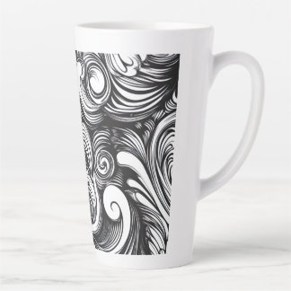 Black And White Swirl Pattern Latte Mug