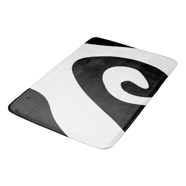 Black and White Swirl Wave Bath Mat (Angled)