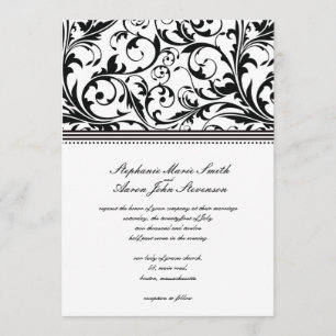 Black and White Swirl Wedding Invitation