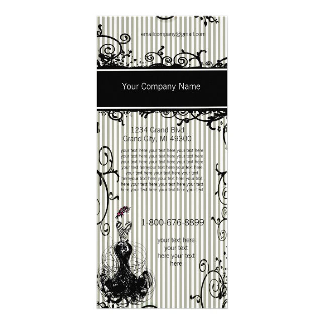 Black and White Swirled Striped Rack Card (Front)