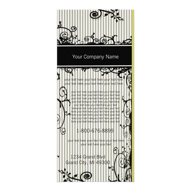 Black and White Swirled Striped Rack Card (Front)