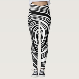 Black and white swirling pattern leggings