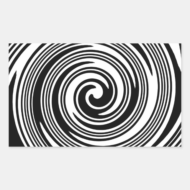 Black and white swirling pattern rectangular sticker (Front)
