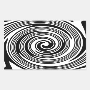 Black and white swirling pattern rectangular sticker