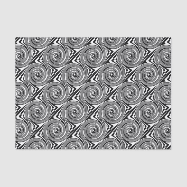 Black and white swirling pattern tissue paper (Front)