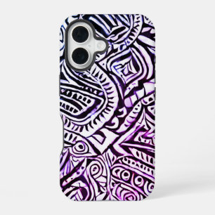 Black and white swirls background iPhone 16 case