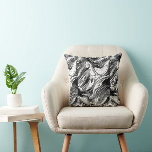 Black and white swirls elegant modern stylish cushion