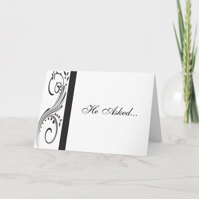 Black and White Swirls Engagement Announcement (Front)