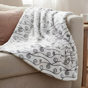 Black and White Swirls Fleece Blanket
