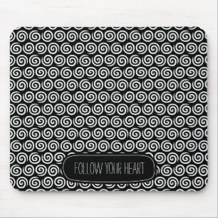 Black and White Swirls Mouse Pad
