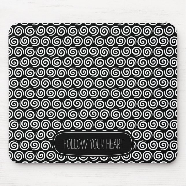 Black and White Swirls Mouse Pad (Front)
